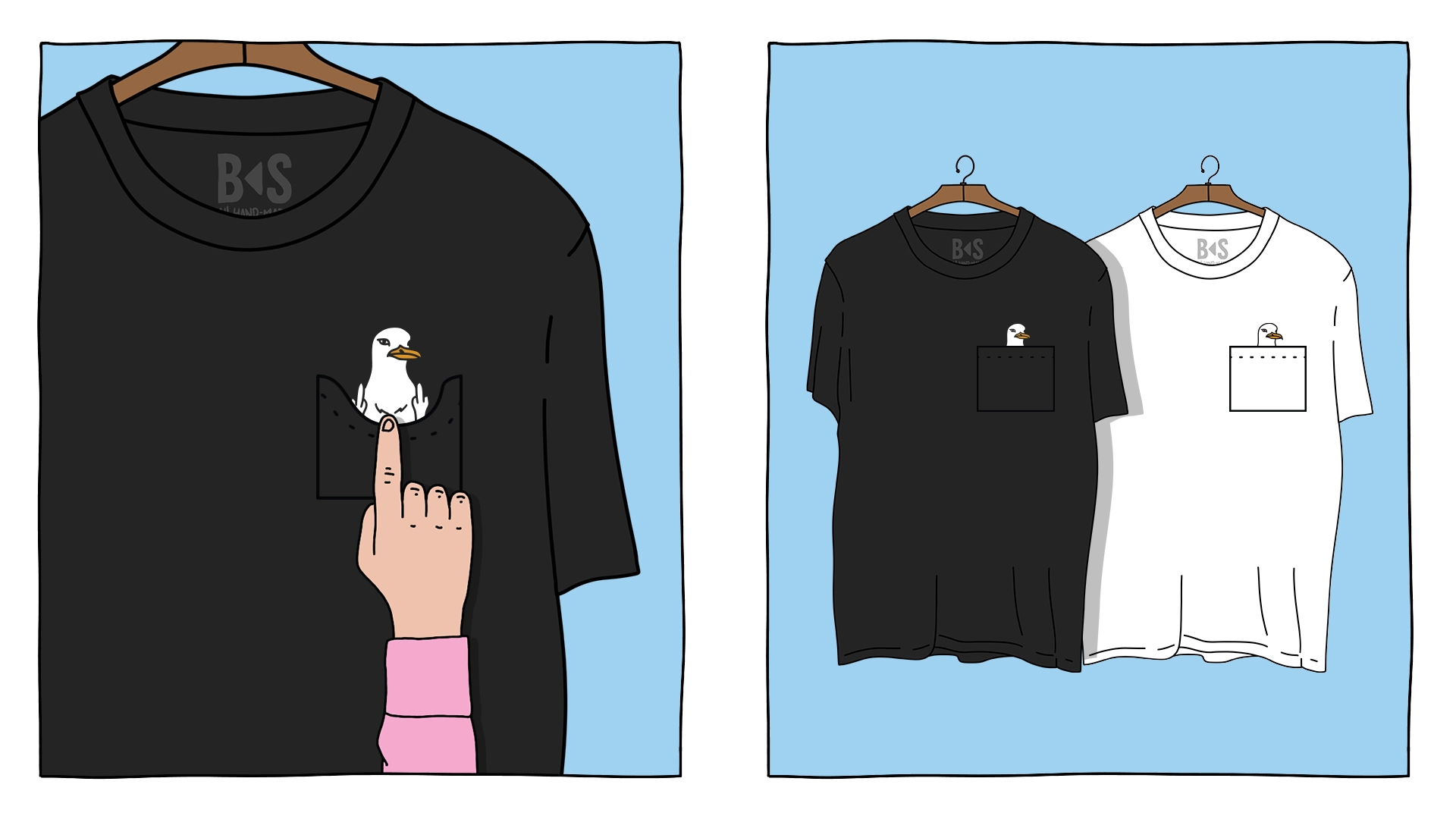 BS double flick tee pocket